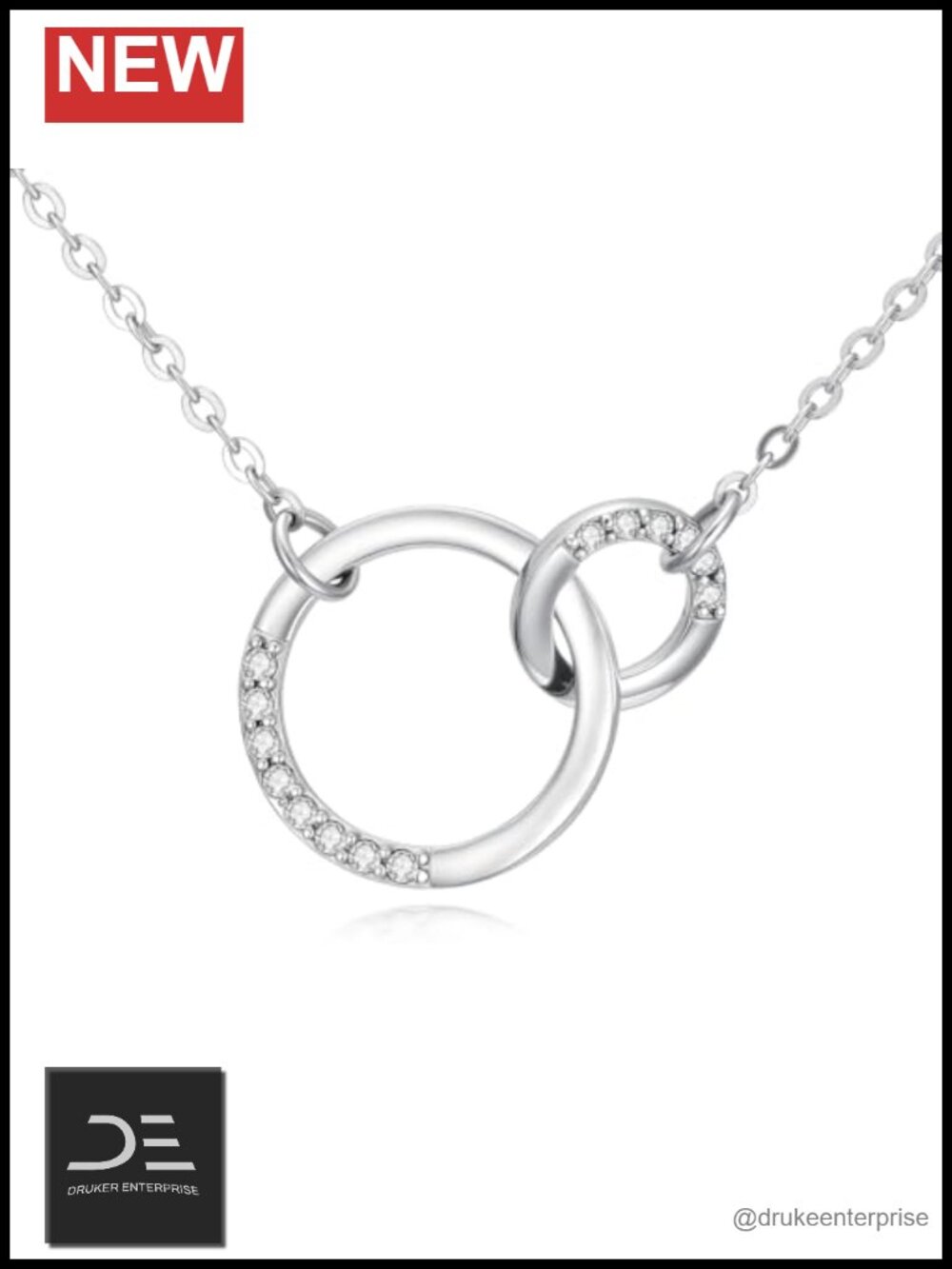 Natural Diamond Sister Necklace 18K Gold Plated 925 Sterling Silver Pendant